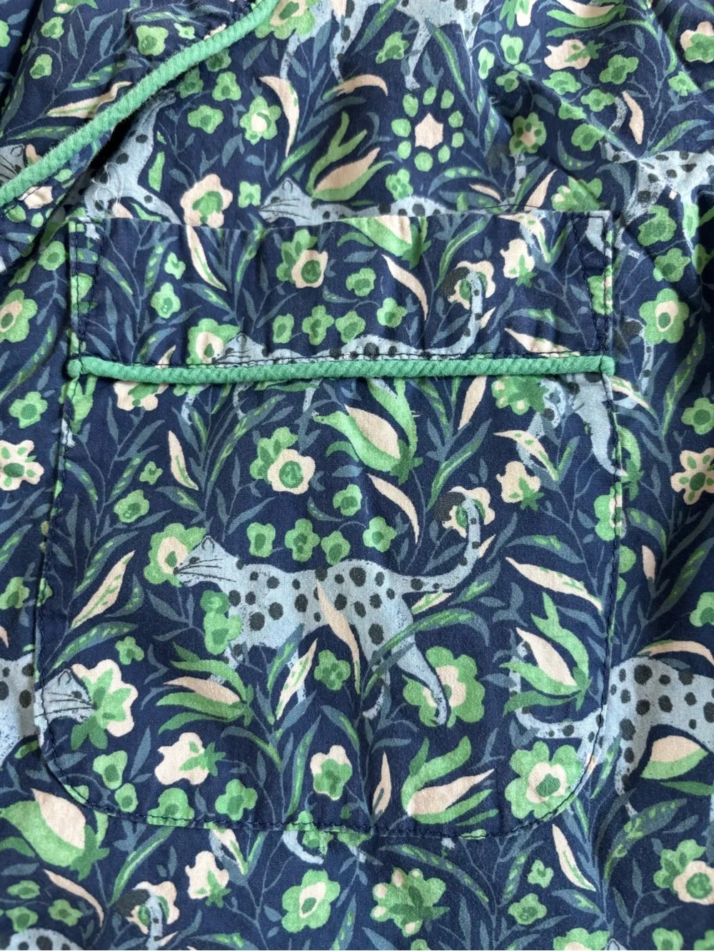 J.Crew Fauna Floral Blue Spotted Leopard Cotton Poplin Pajama Set Medium